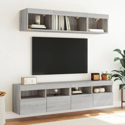 Mobili TV a Muro con LED 5pz Grigio Sonoma in Legno Multistrato | homemem39