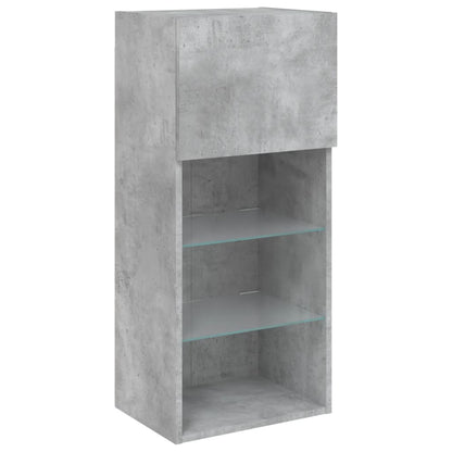 Mobili TV a Muro con LED 5pz Grigio Cemento Legno Multistrato | homemem39