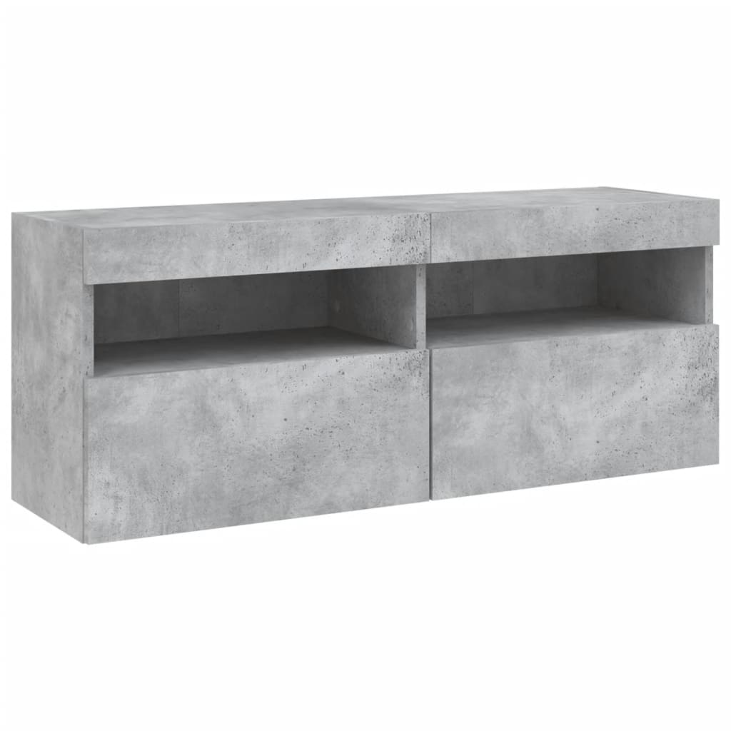 Mobili TV a Muro con LED 5pz Grigio Cemento Legno Multistrato | homemem39