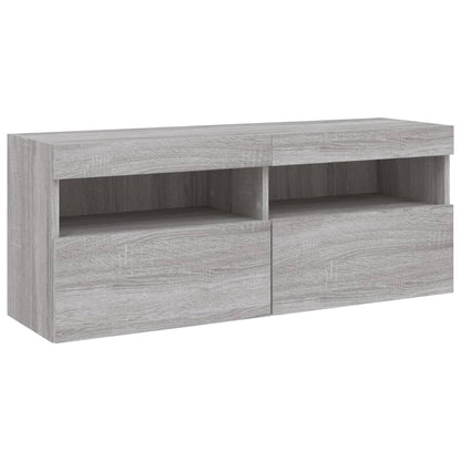 Mobili TV a Muro con LED 5pz Grigio Sonoma in Legno Multistrato
