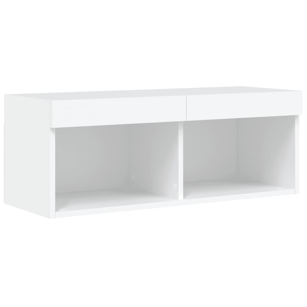 Set Mobili TV a Muro 8 pz con Luci LED Bianco