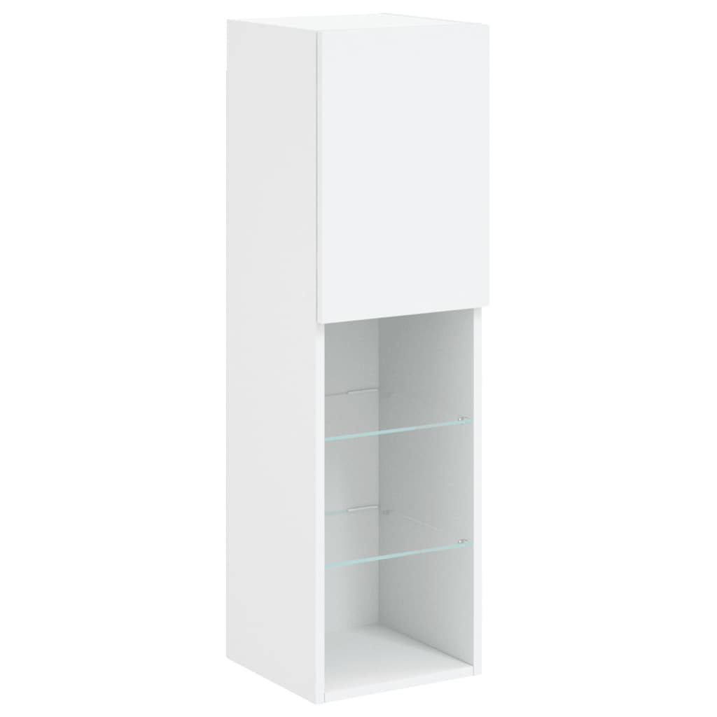 Set Mobili TV a Muro 8 pz con Luci LED Bianco