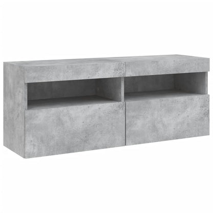 Set Mobili TV a Muro 7 pz con Luci LED Grigio Cemento