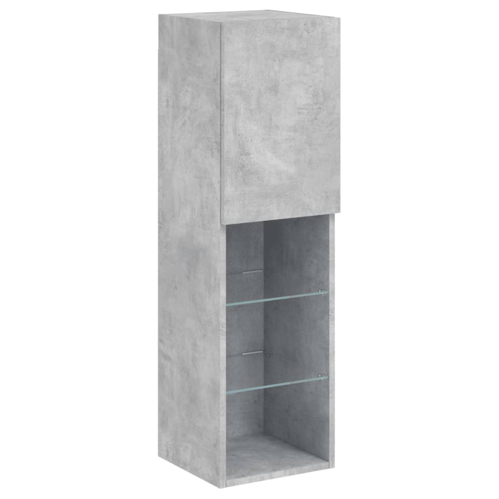 Set Mobili TV a Muro 7 pz con Luci LED Grigio Cemento