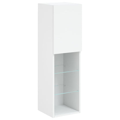 Set Mobili TV a Muro 6 pz con Luci LED Bianco