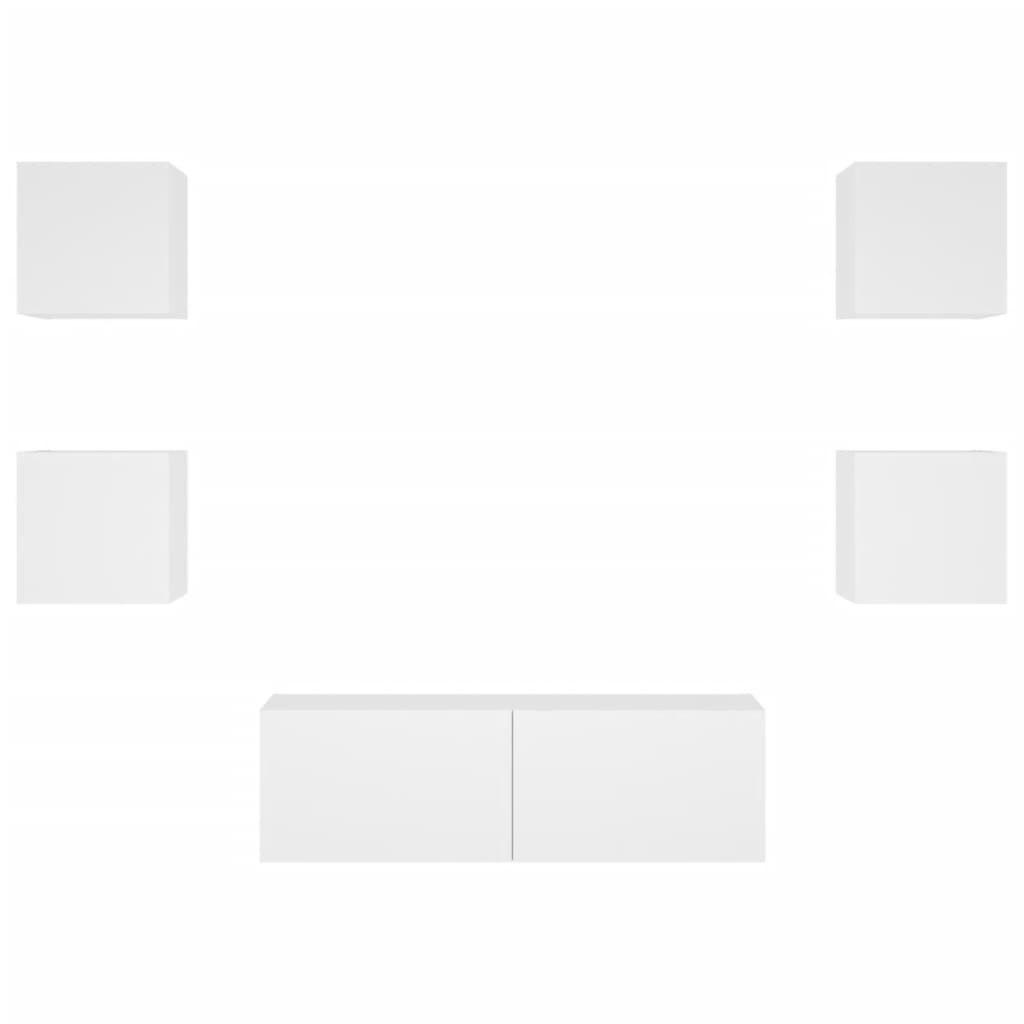 Mobili TV a Muro 5pz con Luci LED Bianchi - homemem39