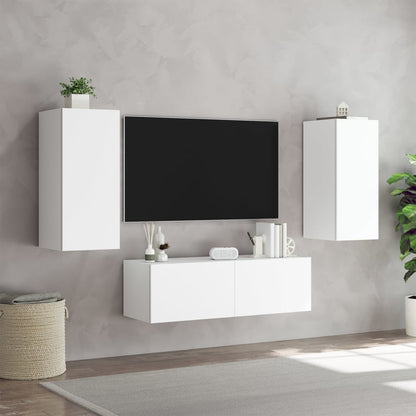 Mobili TV a Muro 3pz con Luci LED Bianchi