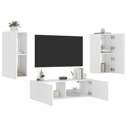 Mobili TV a Muro 3pz con Luci LED Bianchi