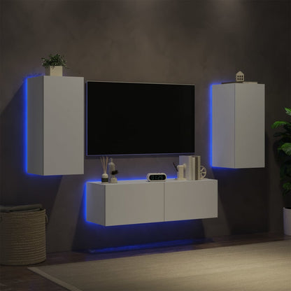 Mobili TV a Muro 3pz con Luci LED Bianchi