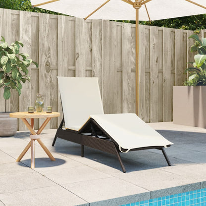 Lettino Prendisole con Cuscino Marrone in Polyrattan - homemem39