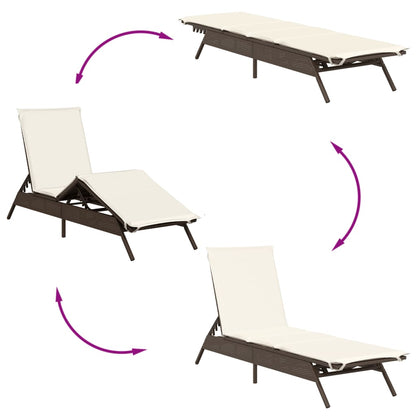 Lettino Prendisole con Cuscino Marrone in Polyrattan - homemem39
