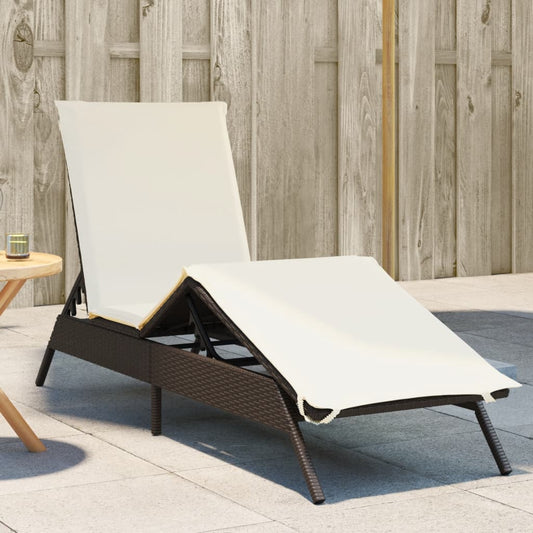 Lettino Prendisole con Cuscino Marrone in Polyrattan - homemem39