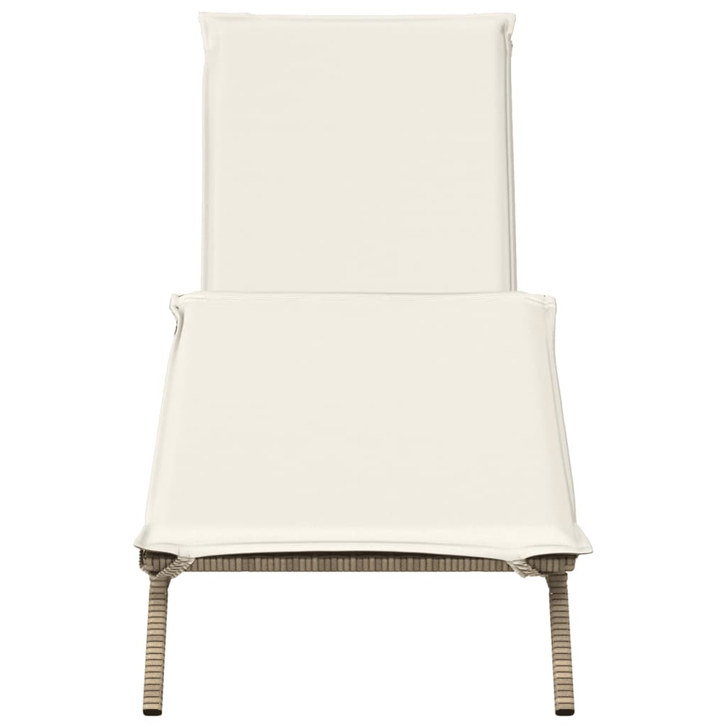 Lettino Prendisole con Cuscini Beige in Polyrattan