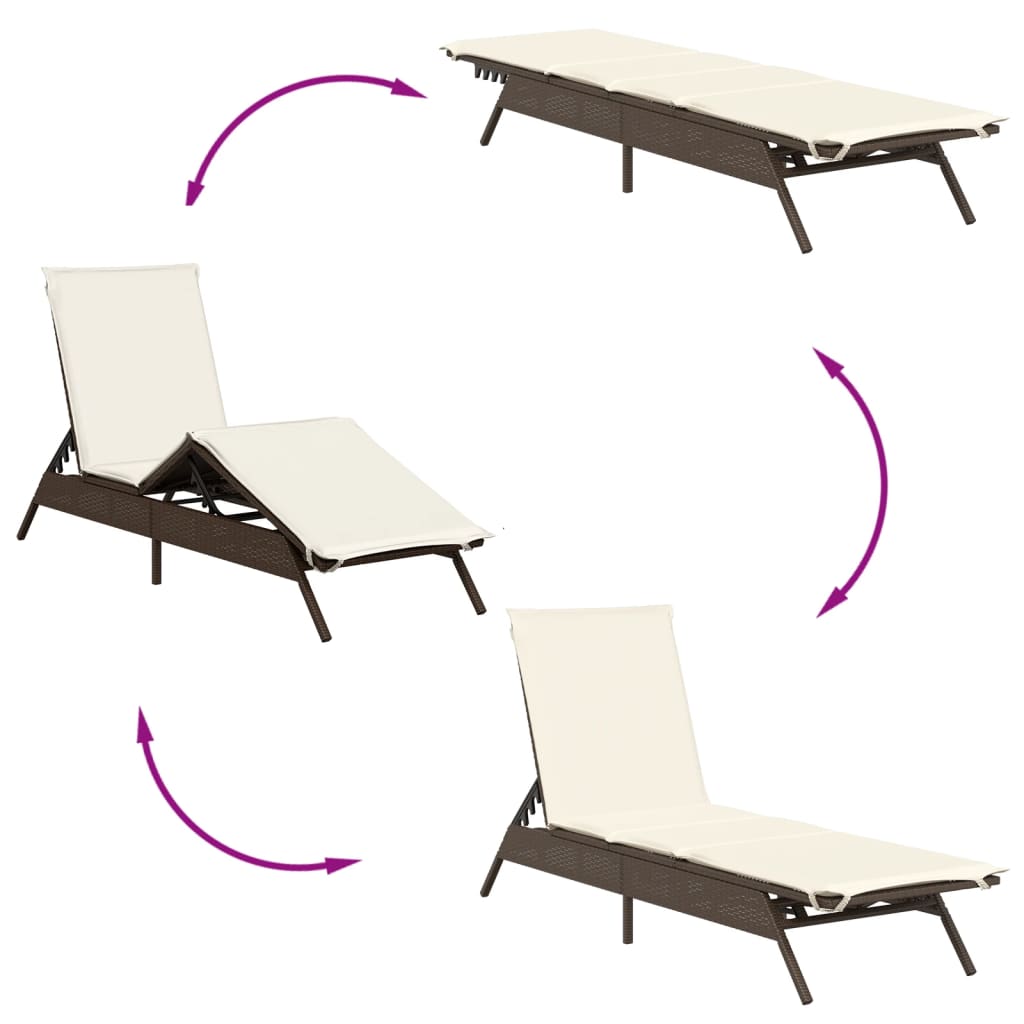 Lettini Prendisole 2 pz con Tavolino Marrone in Polyrattan | homemem39