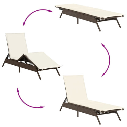 Lettini Prendisole 2 pz con Tavolino Marrone in Polyrattan | homemem39