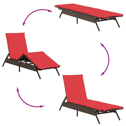 Lettini Prendisole 2 pz con Tavolino Marrone in Polyrattan - homemem39