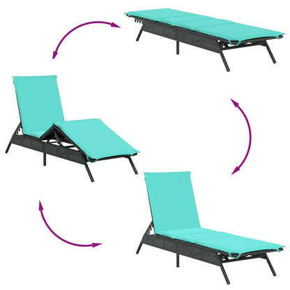 Lettini Prendisole 2 pz con Tavolino Nero in Polyrattan - homemem39