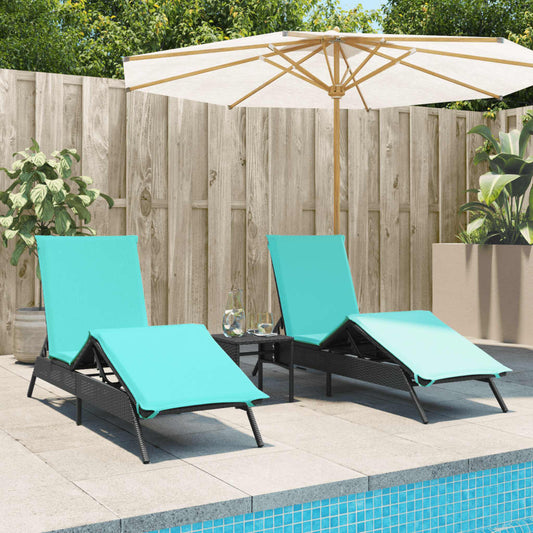 Lettini Prendisole 2 pz con Tavolino Nero in Polyrattan - homemem39