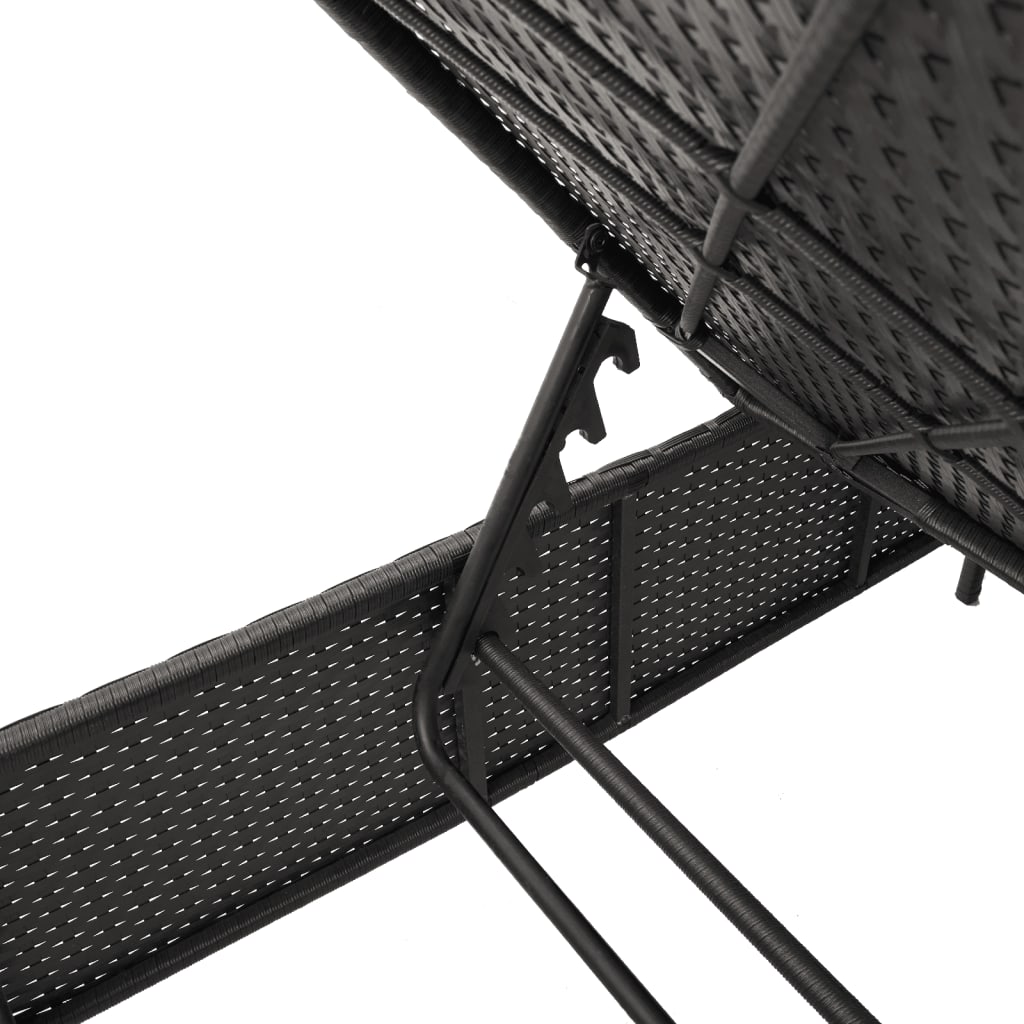 Lettino Prendisole con Cuscino Nero in Polyrattan - homemem39
