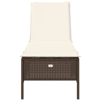 Lettino Prendisole con Cuscino Marrone in Polyrattan - homemem39