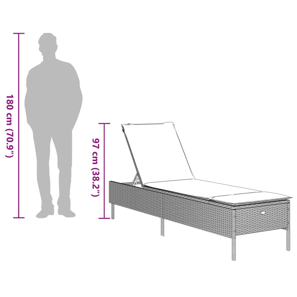 Lettino Prendisole con Cuscino Marrone in Polyrattan - homemem39