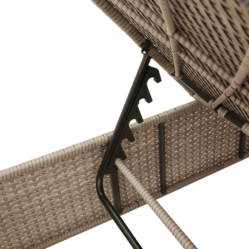 Lettino Prendisole con Cuscini Beige in Polyrattan - homemem39