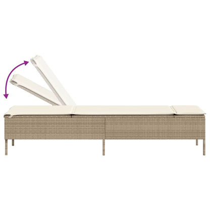 Lettino Prendisole con Cuscini Beige in Polyrattan - homemem39