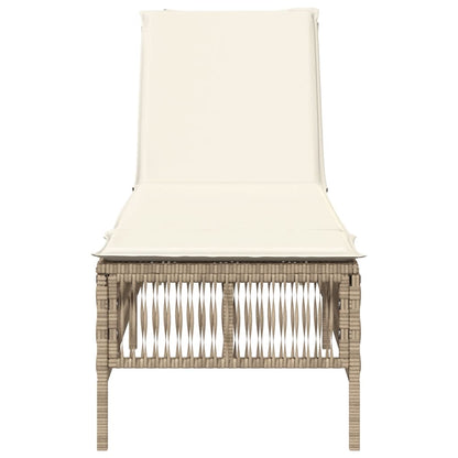 Lettino Prendisole con Cuscini Beige in Polyrattan - homemem39