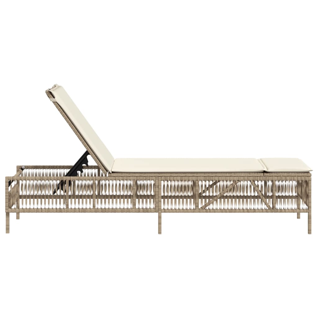 Lettino Prendisole con Cuscini Beige in Polyrattan - homemem39