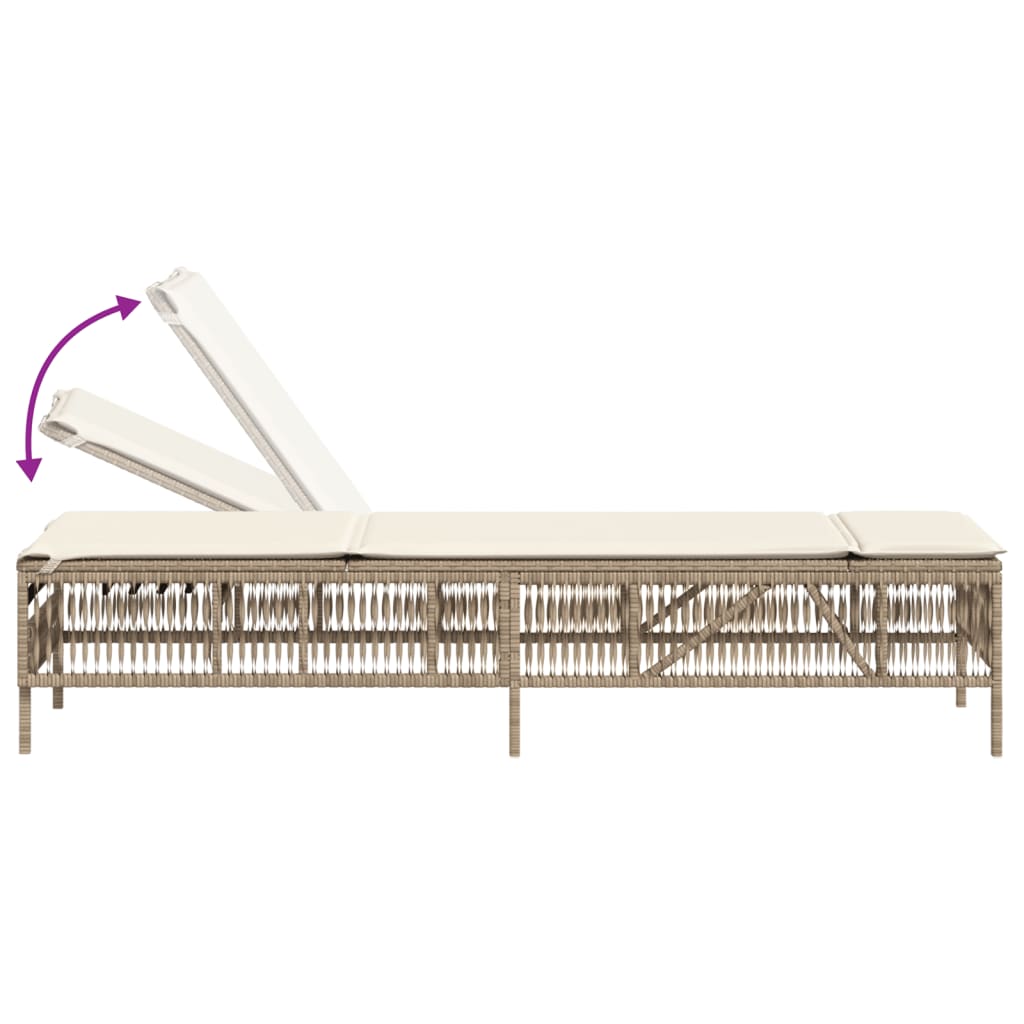 Lettino Prendisole con Cuscini Beige in Polyrattan - homemem39