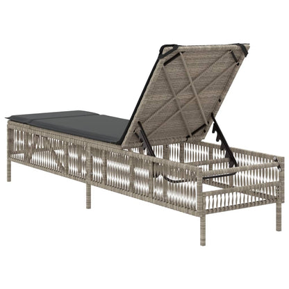 Lettino Prendisole con Cuscino Grigio Chiaro in Polyrattan - homemem39