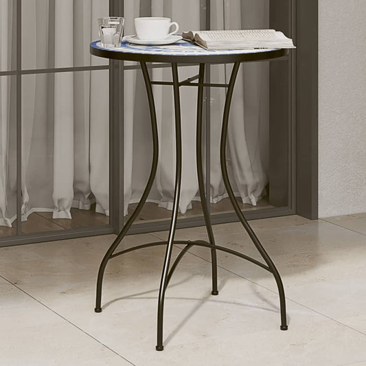 Tavolino da Bistrot con Mosaico Blu e Bianco Ø50x70 cm Ceramica | homemem39