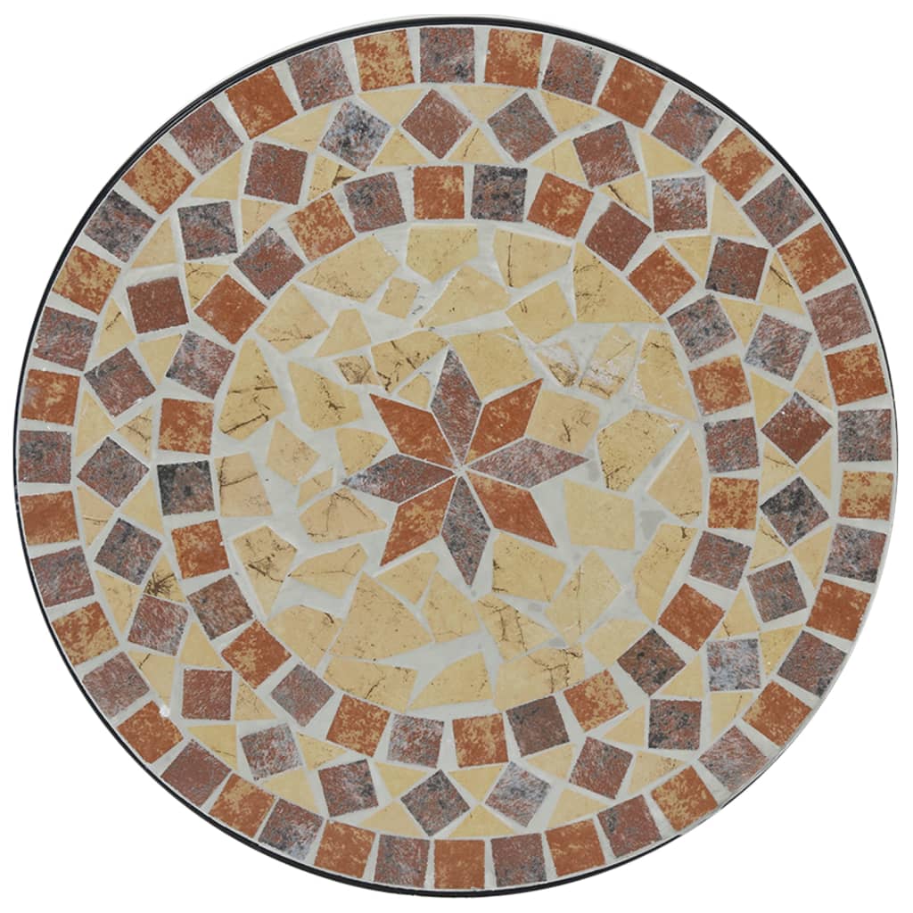 Tavolino Bistrot con Mosaico Terracotta e Bianco Ceramica - homemem39