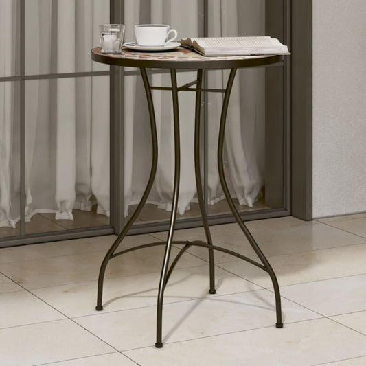 Tavolino Bistrot con Mosaico Terracotta e Bianco Ceramica | homemem39