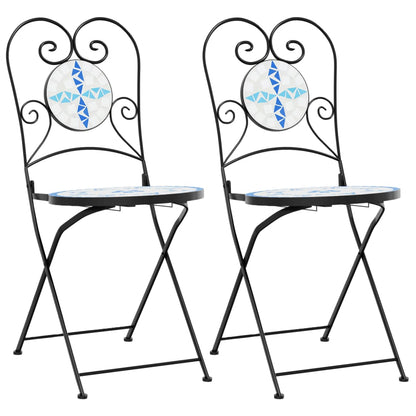 Sedie pieghevoli, 2 pezzi, in ceramica, blu e bianca | homemem39