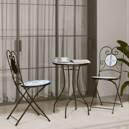 Sedie pieghevoli, 2 pezzi, in ceramica, blu e bianca | homemem39