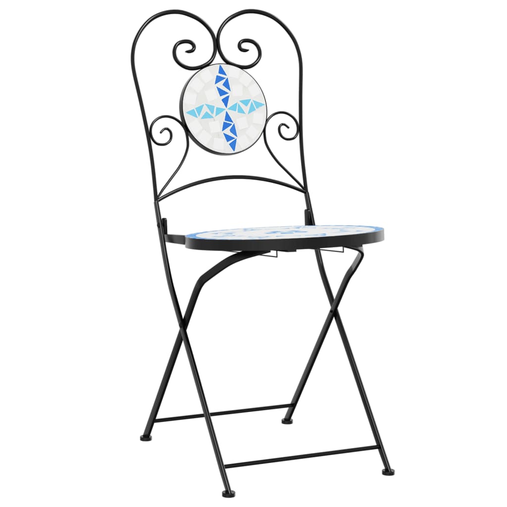 Sedie pieghevoli, 2 pezzi, in ceramica, blu e bianca | homemem39