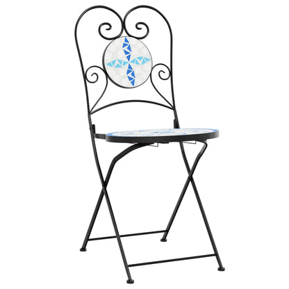 Sedie pieghevoli, 2 pezzi, in ceramica, blu e bianca | homemem39