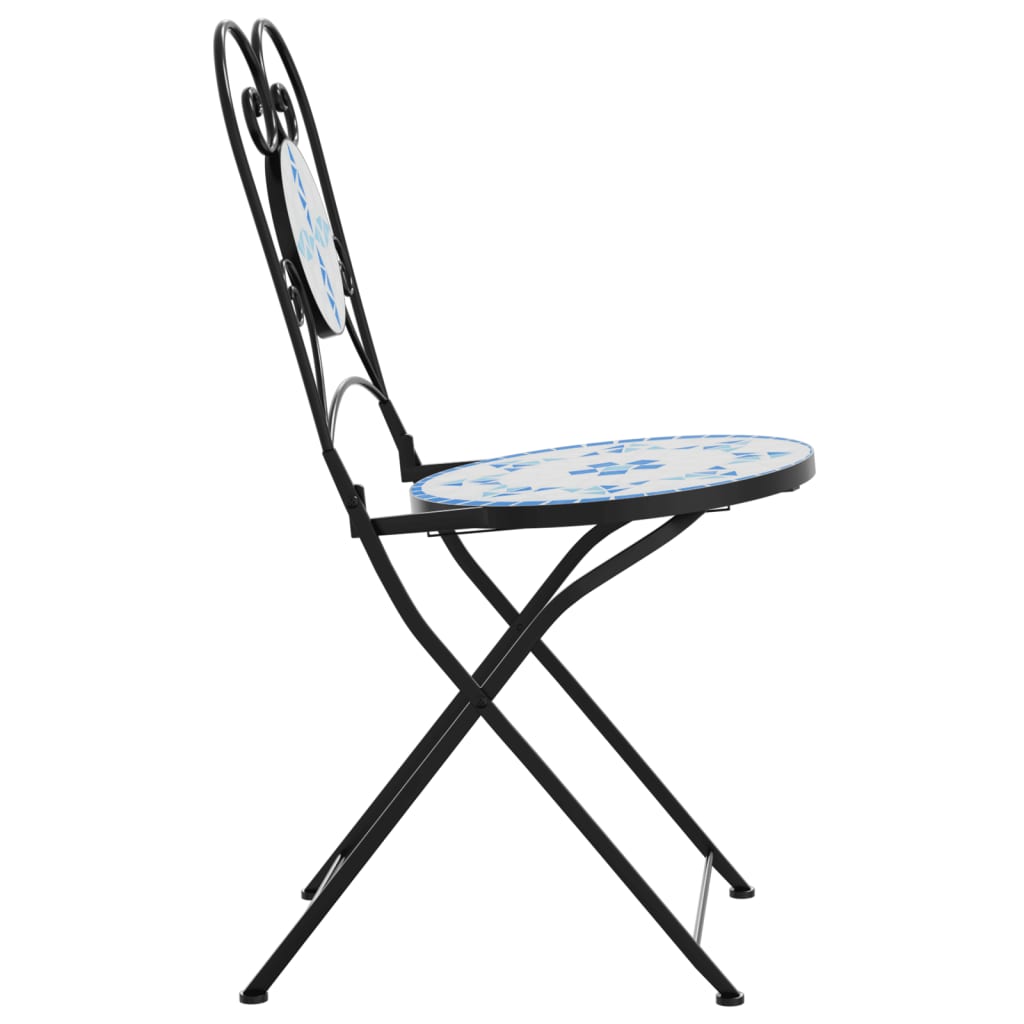 Sedie pieghevoli, 2 pezzi, in ceramica, blu e bianca | homemem39