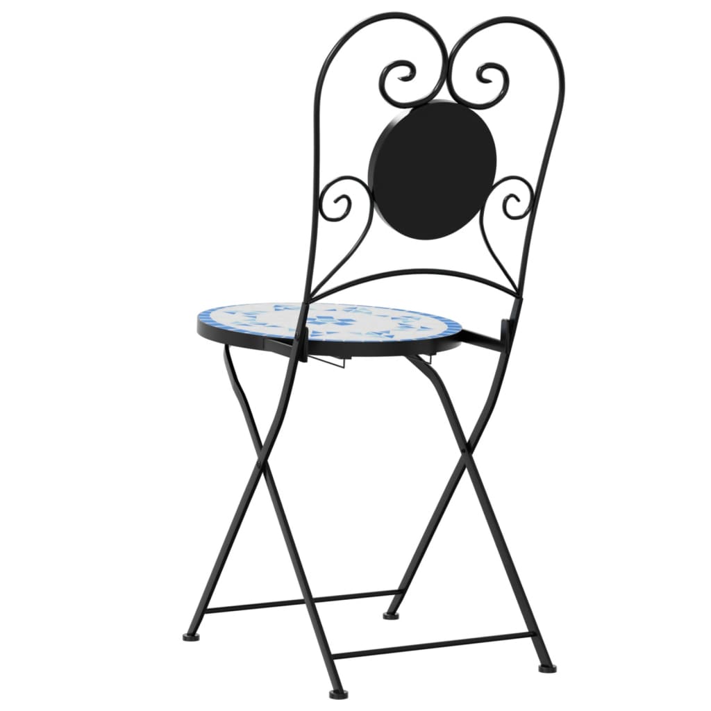 Sedie pieghevoli, 2 pezzi, in ceramica, blu e bianca | homemem39
