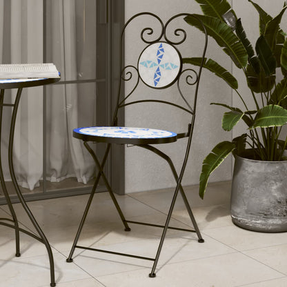 Sedie pieghevoli, 2 pezzi, in ceramica, blu e bianca | homemem39