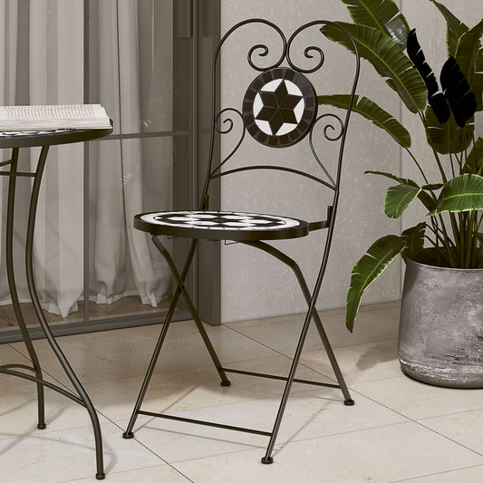 Sedie pieghevoli, 2 pezzi, in ceramica, bianche e nere | homemem39