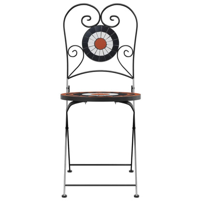 Sedie da Bistrò Pieghevoli 2 pz Terracotta e Bianco in Ceramica - homemem39