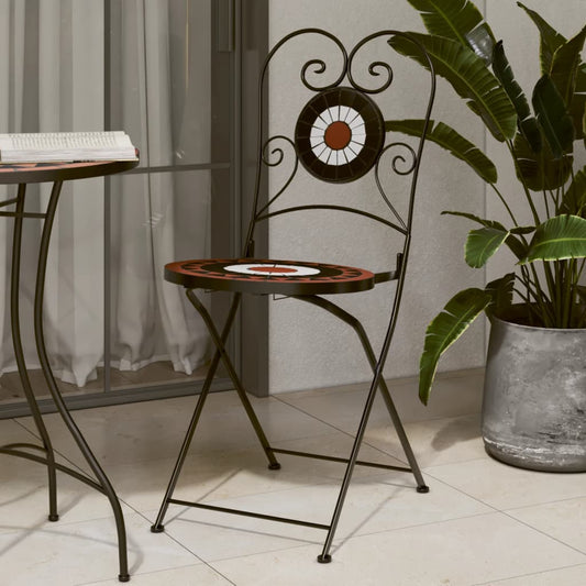 Sedie pieghevoli 2 pezzi terracotta e nera ceramica | homemem39