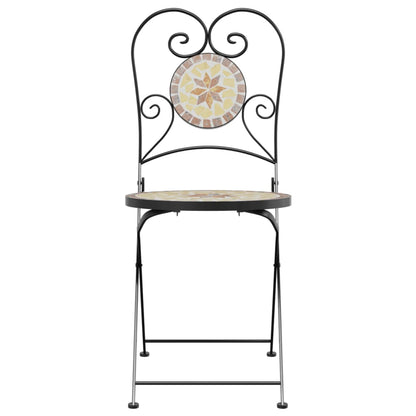 Sedie da Bistrò Pieghevoli 2 pz Terracotta e Bianco in Ceramica - homemem39