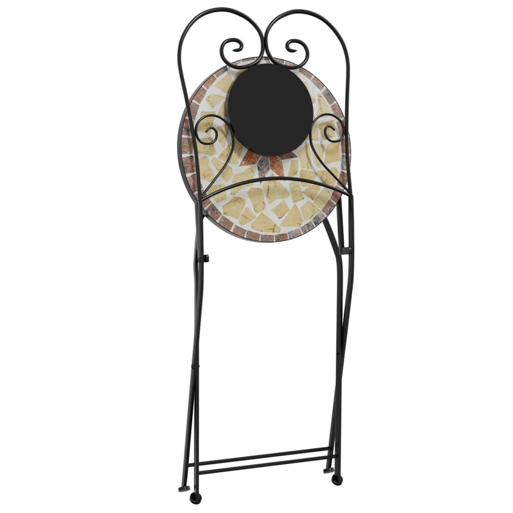 Sedie da Bistrò Pieghevoli 2 pz Terracotta e Bianco in Ceramica - homemem39