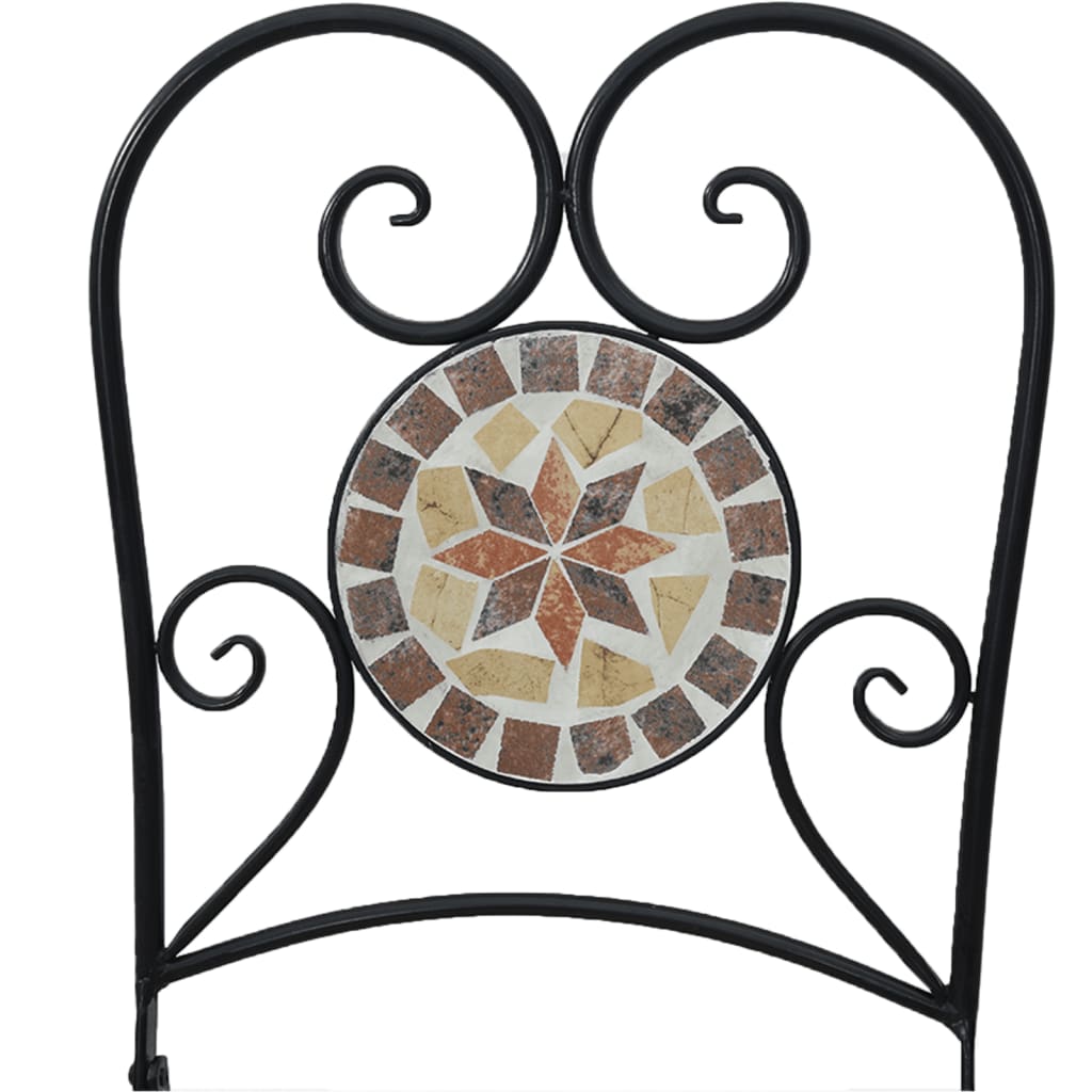 Sedie da Bistrò Pieghevoli 2 pz Terracotta e Bianco in Ceramica - homemem39