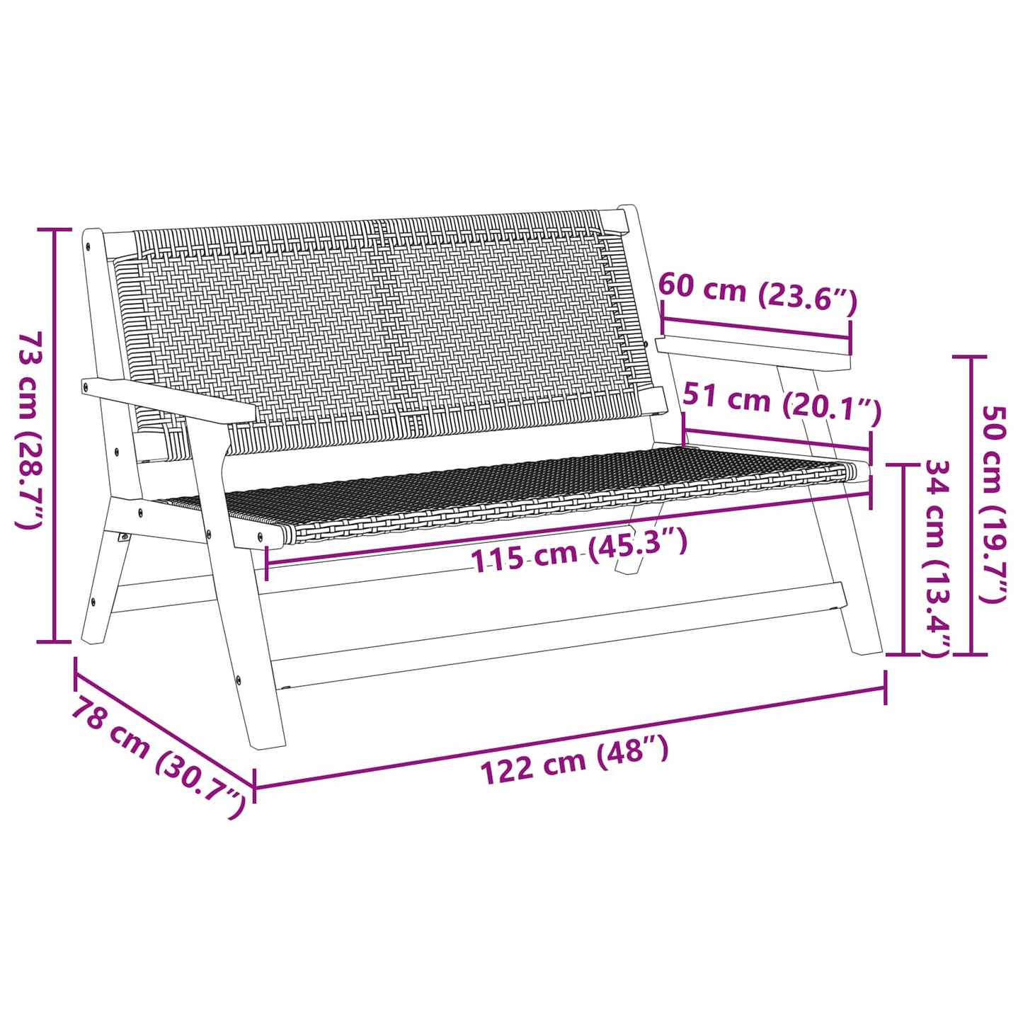 Arredamento da Giardino Grigio 122 x 78 x 73 cm