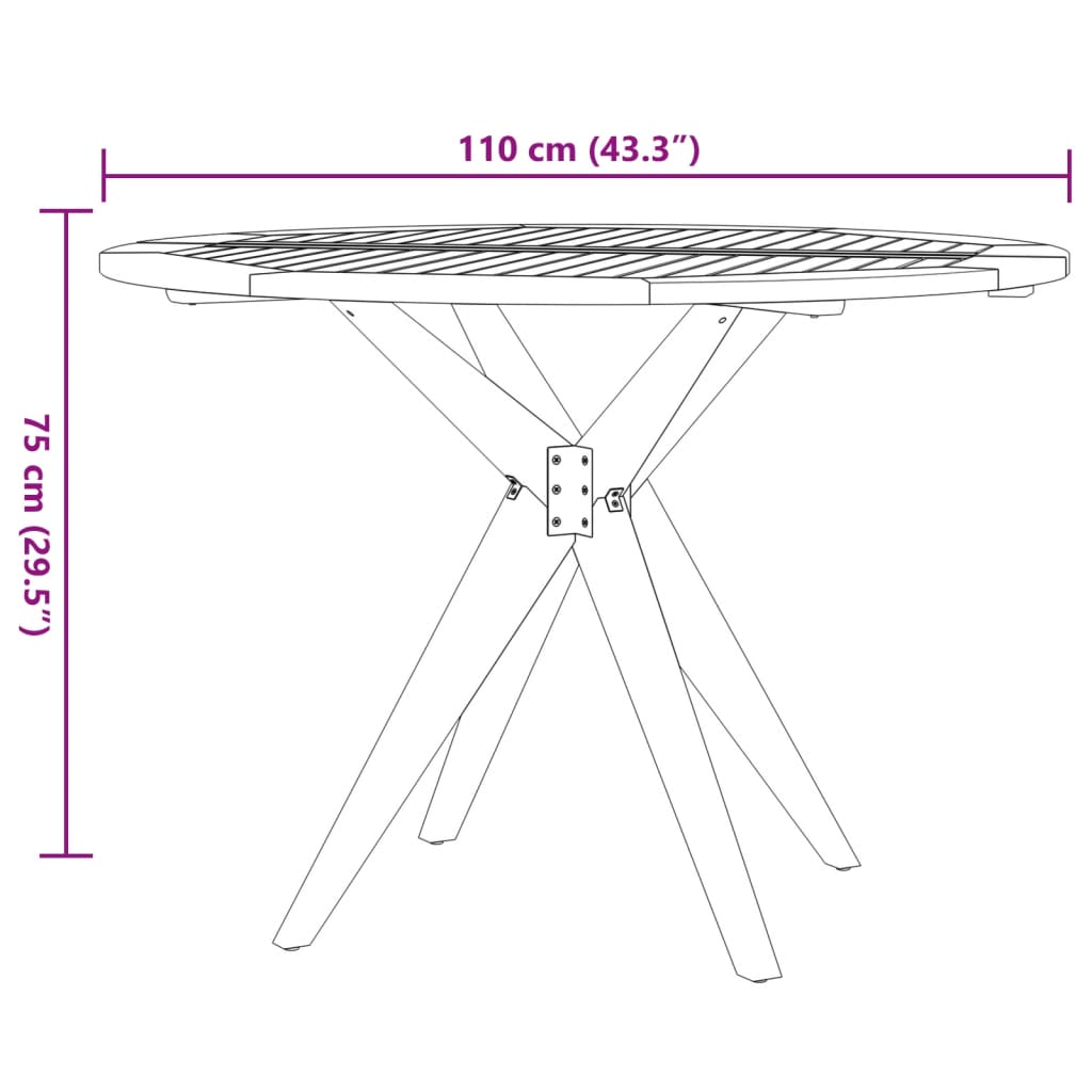 Tavolo da Giardino Rotondo Ø110x75cm in Legno Massello Acacia - homemem39