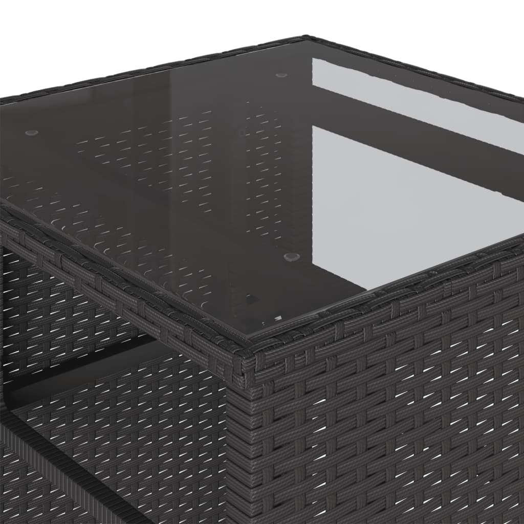 Set da Bistrò 3 pz con Cuscini Nero in Polyrattan